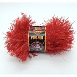 Lion Brand Fun Fur Yarn #113 Red Full 1.75 Ounce Skein NEW
